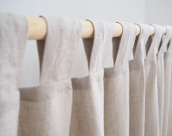 Tab top linnen gordijnpaneel gemaakt van medium linnen (160 g/m2) / natuurlijk linnen / huiselijke stijl / linnen gordijnen