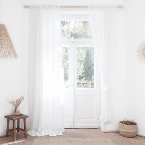 sheer white linen drapes