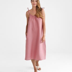Pink summer dress. Pink linen dress. Linen dress FLORA