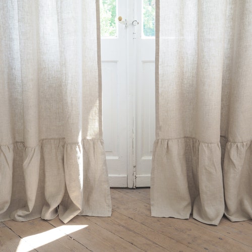 Berryhot Extra Wide Linen Sheer Curtains Window Decorating Privacy Panel Embroidered Sheer Curtains Rod Pocket Bedroom Window Treatment Set 2 Panels 