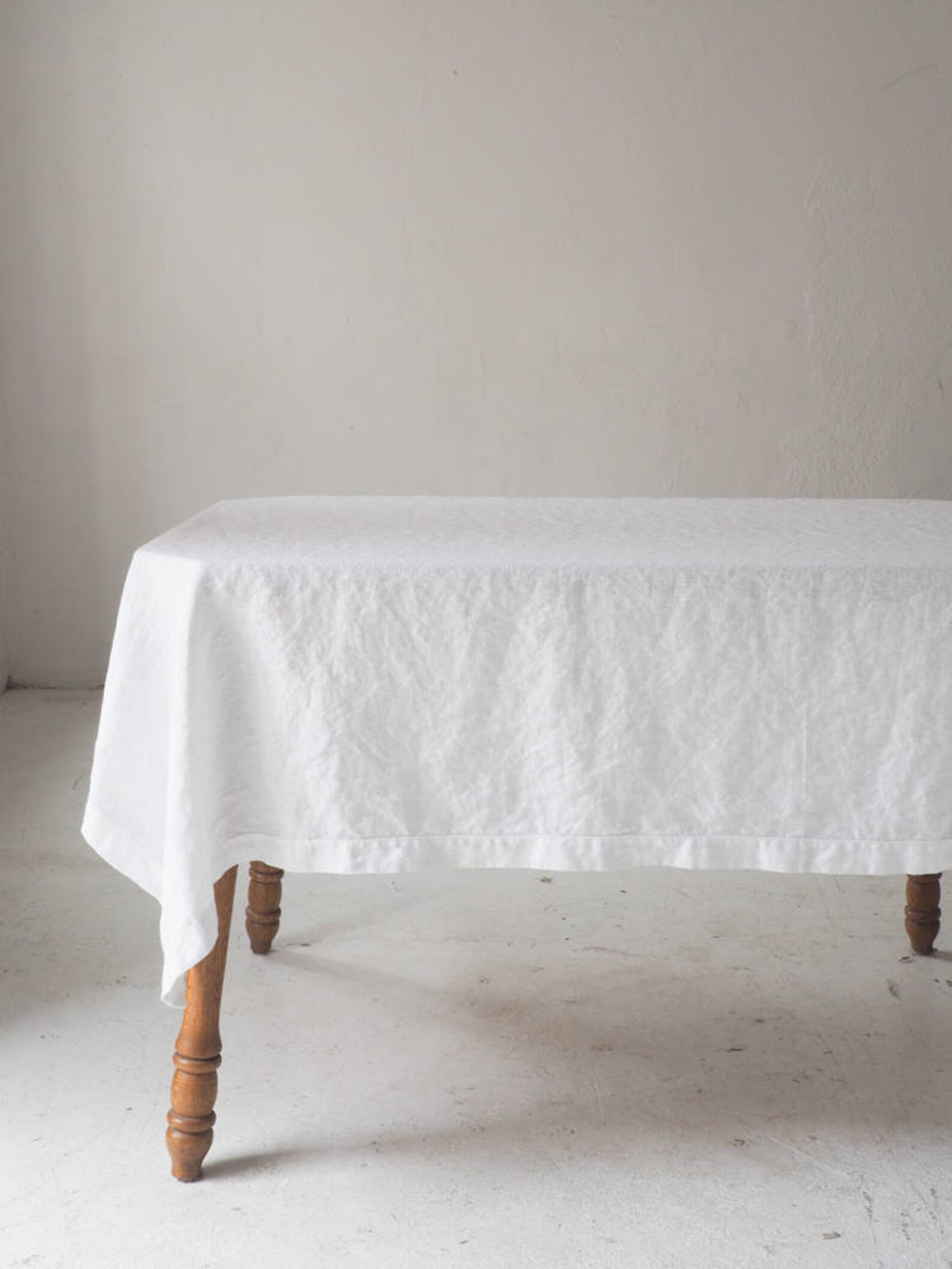 White Linen TABLECLOTH. Washed Tablecloth. Rectangular Etsy