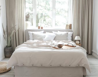 Beige Linen Duvet Cover – Soft Stonewashed Natural Bedding, Queen & King Sizes