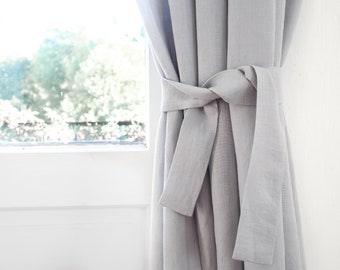 Linen curtain belt made from MEDIUM LINEN (160 g/m2)/ Light grey linen curtain belt.