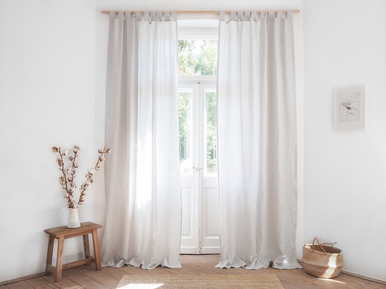 Linen Curtain Panel Made of MEDIUM LINEN 160 G/m2 / Gray - Etsy