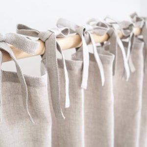 Natural Linen Vorhang aus MEDIUM LEINEN (160 g/2) / Leinenvorhänge / Vorhangpaneel mit Krawatten / 100% Leinen / 1 Stück