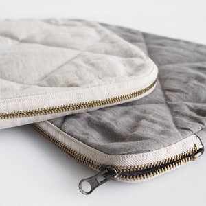 Natural Linen Laptop Sleeve with Soft Padding. Eco-Friendly Linen Laptop Sleeve. image 9