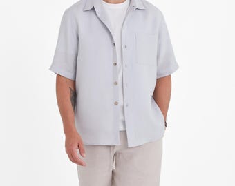 Camicia da uomo grigia. Camicia estiva da uomo. Camicia in lino RIVER