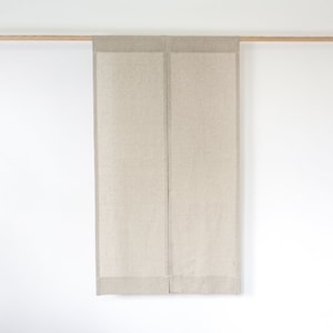 Linen noren curtains in natural linen color, japanese room dividers, japanese noren curtains.