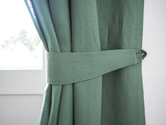 Eucalyptus Green Curtain Tie Back. Linen Curtain Hold-back. - Etsy