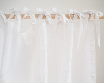 Homey white tie top curtain made of MEDIUM LINEN (160 g/m2)/ made of linen / scandinavian design / linen drapes / 1 pcs