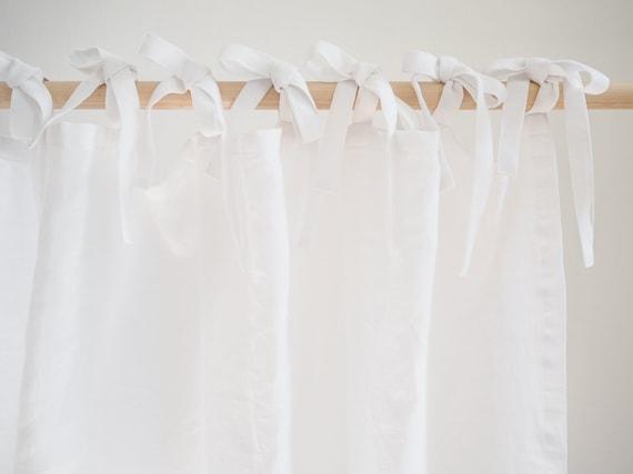 tie top curtains white