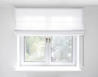 Linen roman blind | Heavy linen roman shades | Window shades