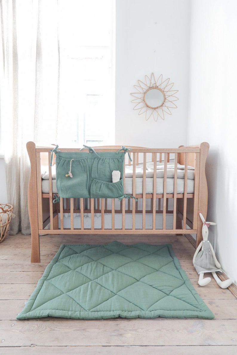 Square linen playmat. Soft linen mat for kids. Baby photoshoot prop. image 1