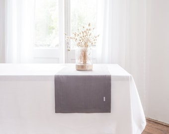 Grå löpare i linne, enfärgad elegant löpare