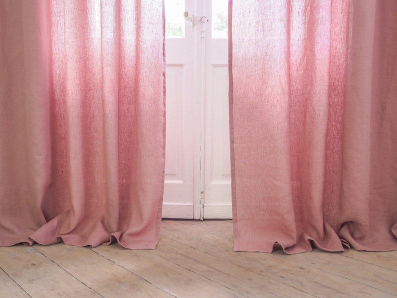 Dusty Pink Stonewashed Linen Curtain Made of MEDIUM LINEN 160 Etsy