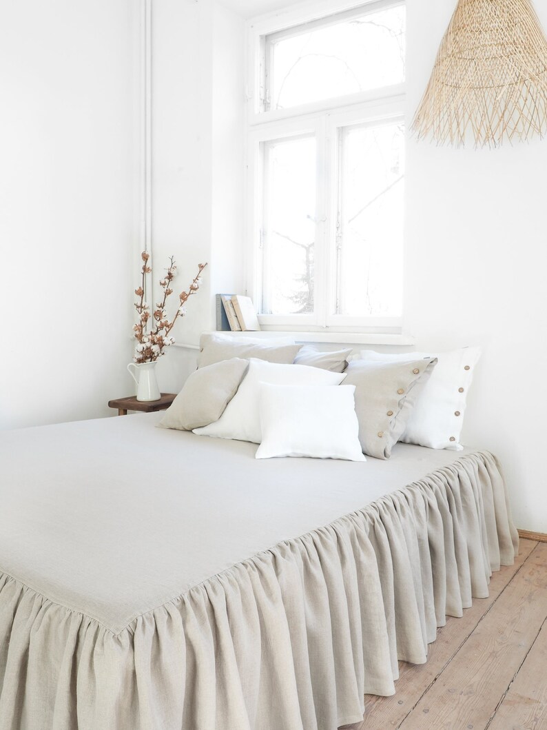 Natural Linen Coverlet. Linen Bedskirt. Linen Dust Ruffle. Etsy