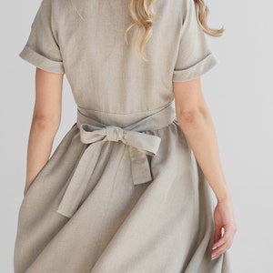 Elegant linen wrap dress in natural linen color. linen dress jasmine. image 3