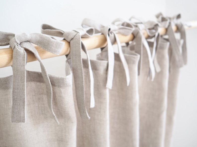 Solingen Linen Tie Top Curtain - Thumbnail 3