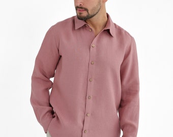 Long sleeve shirt. mens clothing. linen shirt for men.