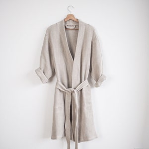 waffle linen bathrobe