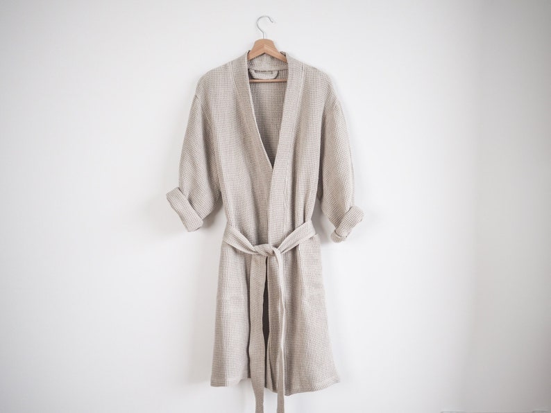 waffle linen bathrobe