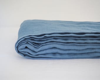 Dusty blue LINEN FLAT SHEET. Extremely soft. Worldwide shipping!