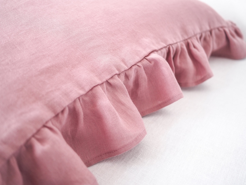 Dusty Pink Ruffled Linen Pillow Cases. Pink Linen Pillow Cover Etsy