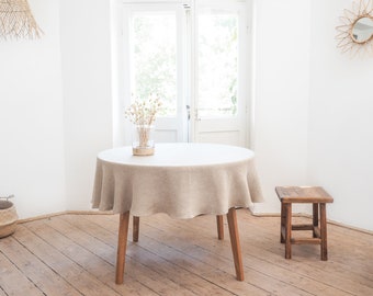 Rustic linen tablecloth | round tablecloth