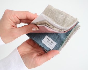 Fabric samples. a set of linen samples. small fabric swatches.