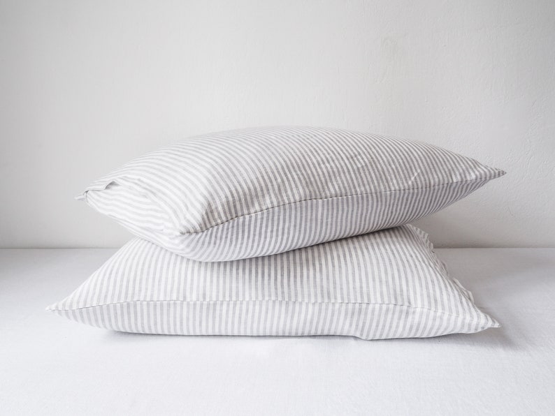 striped linen pillowcase