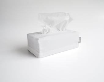 Funda para caja de pañuelos de lino blanco puro. decoración minimalista del hogar.