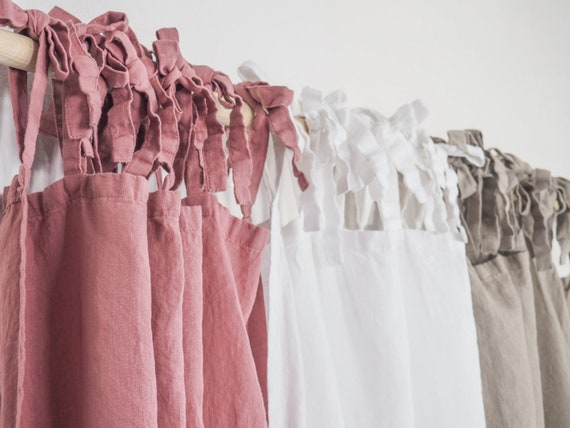 Linen Tie Top Curtains Linen Drapes Custom Sizes Etsy
