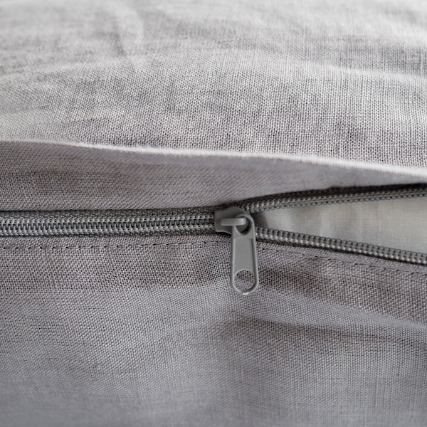 True gray pillowcase with a zipper. gray linen pillow cover.