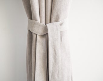 Heavy Linen Curtain Tie Back, Natural Stonewashed Linen