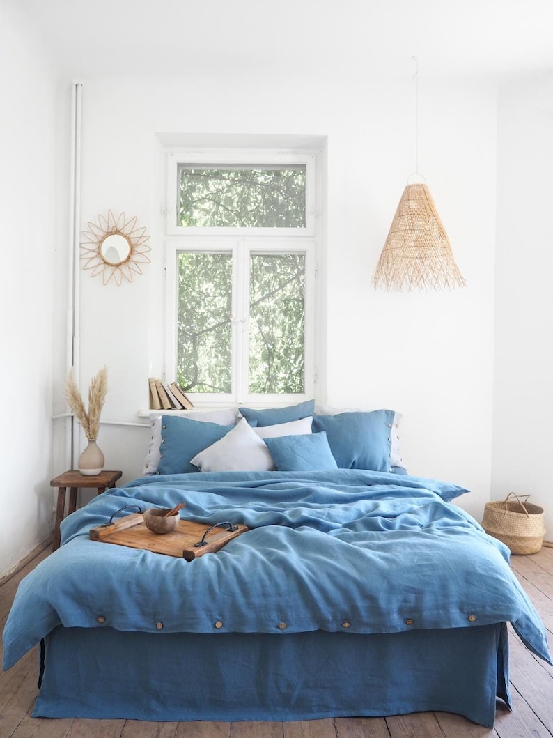 Blue Linen Duvet Cover