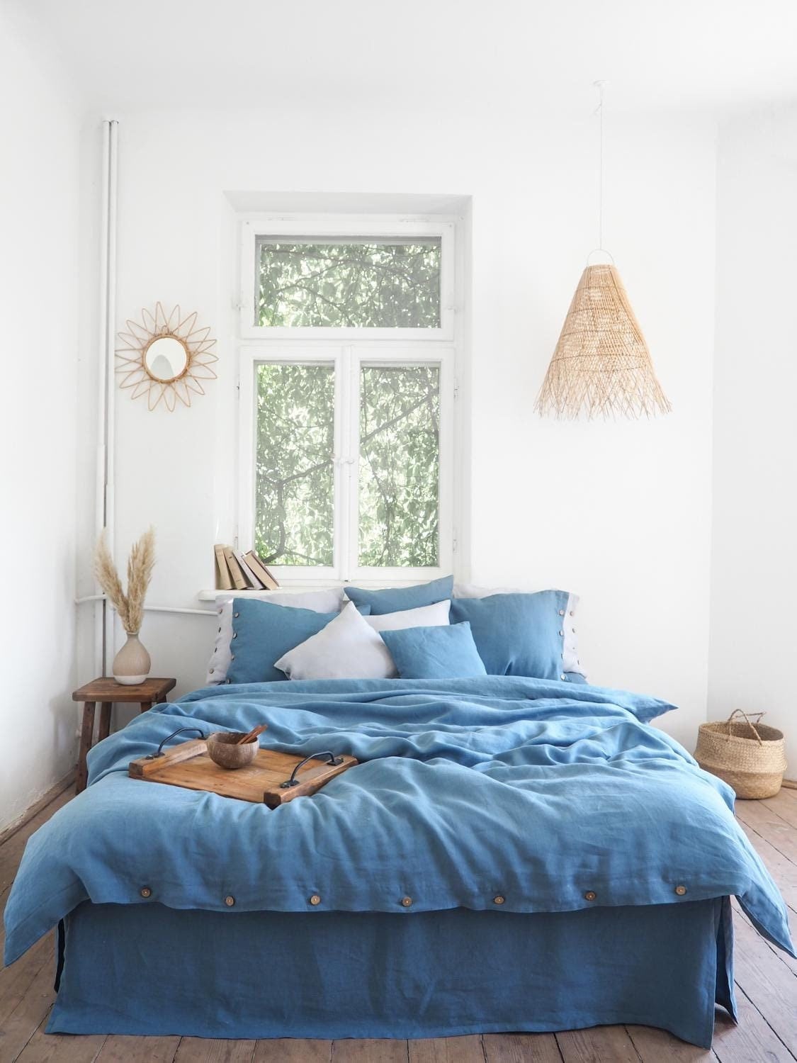 100% French Linen Duvet Cover Queen Set With Pillow Shams - Stone Washed, Breathable, YKK Zipper, OEKO-TEX Certified
