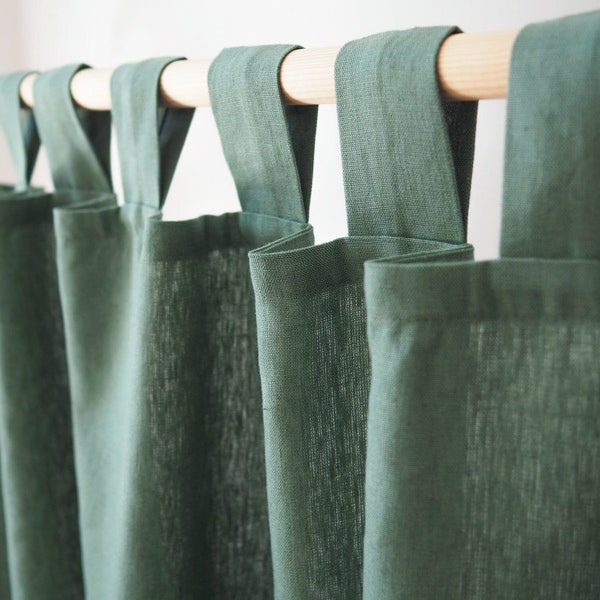 Grüner Vorhang aus schwerem Leinen (280 g/m2) / 1 Stück