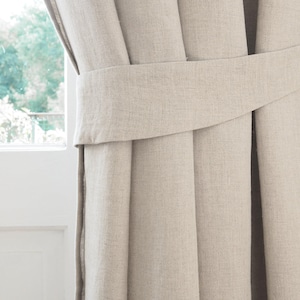Linen curtain tie back made of medium linen (160 g/2). linen curtain hold-back.