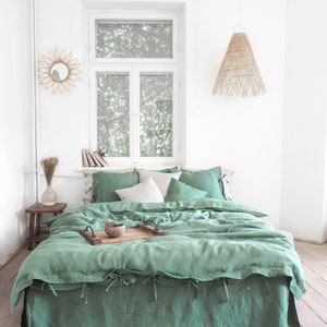 green linen duvet cover