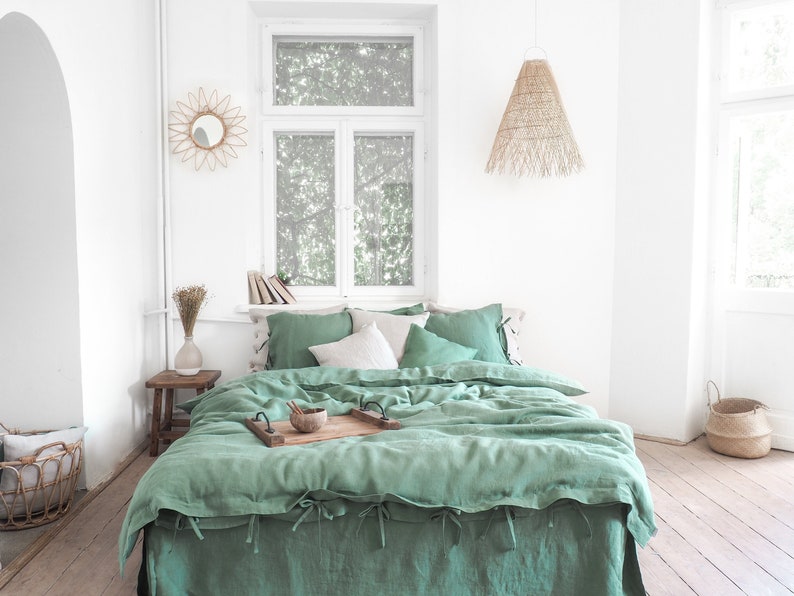 green linen duvet cover