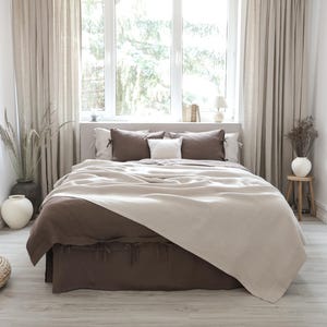 Beige linen blanket. Linen throw blanket. Custom blanket.