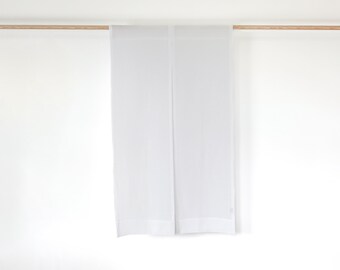 Linen Noren curtains in pure white, Japanese curtains, traditional noren curtain.