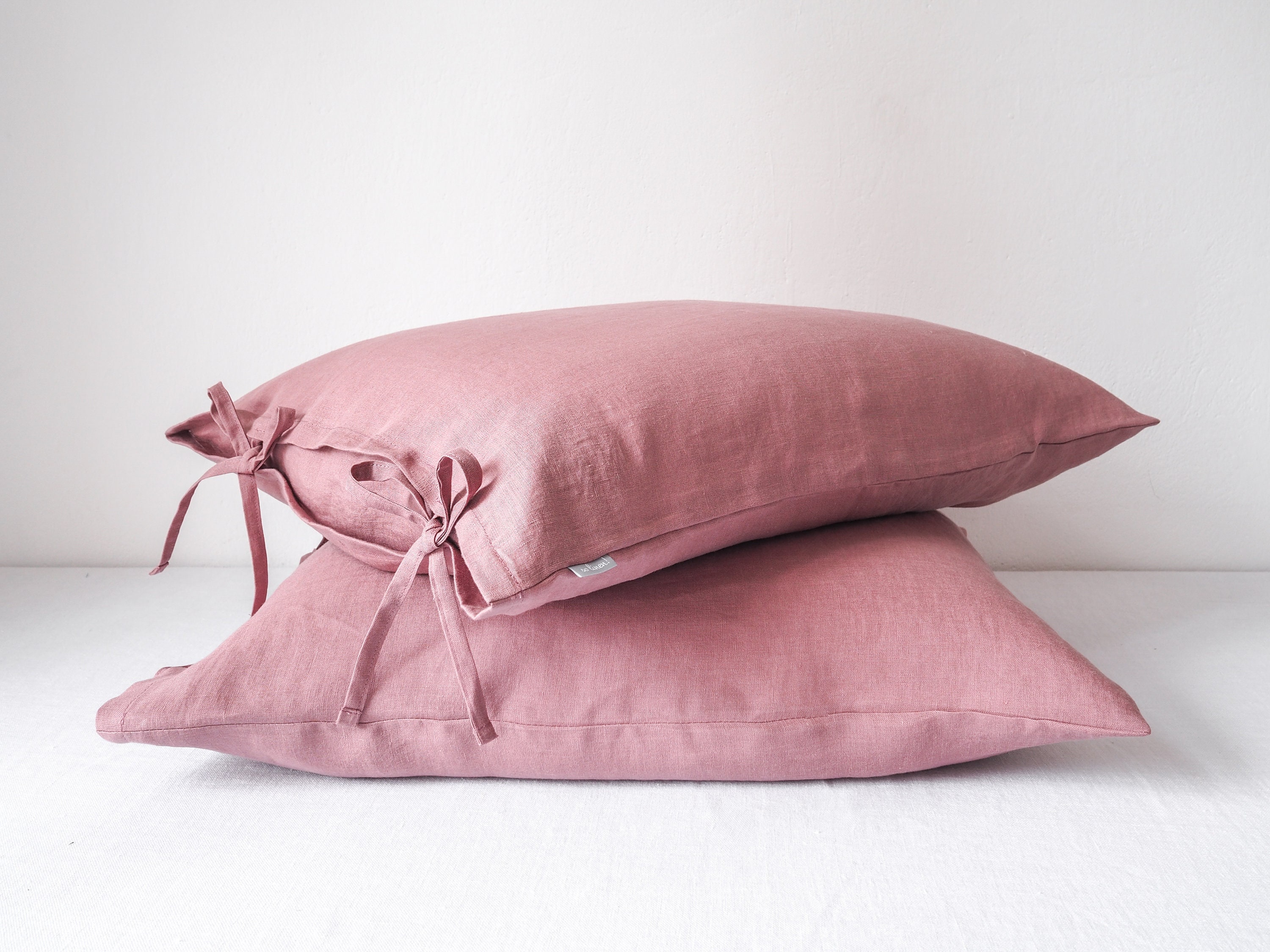 Natural 100% Flax pillow covers Custom sizes Dusty rose linen pillowcase 