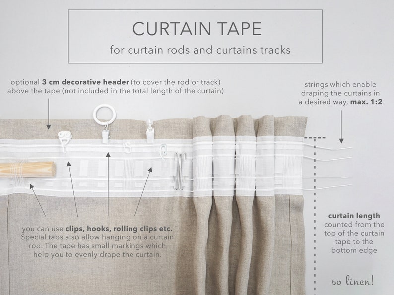 medium linen curtain with tape