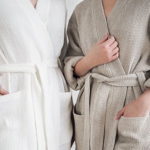 100% linen bathrobe