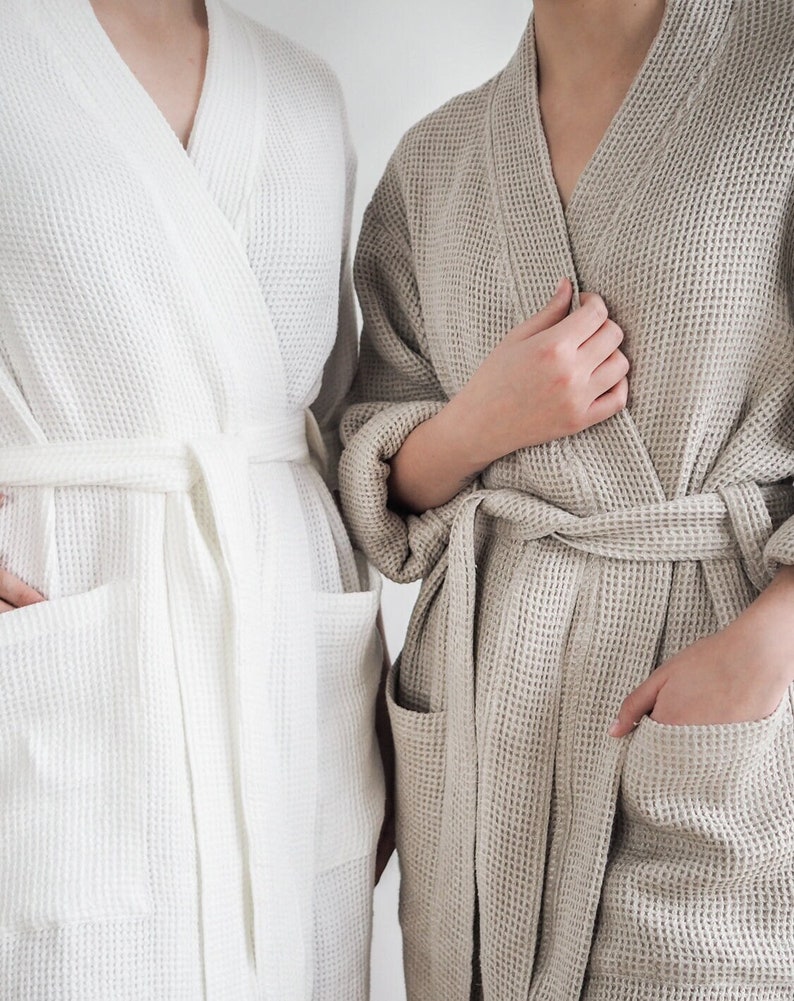 100% linen bathrobe