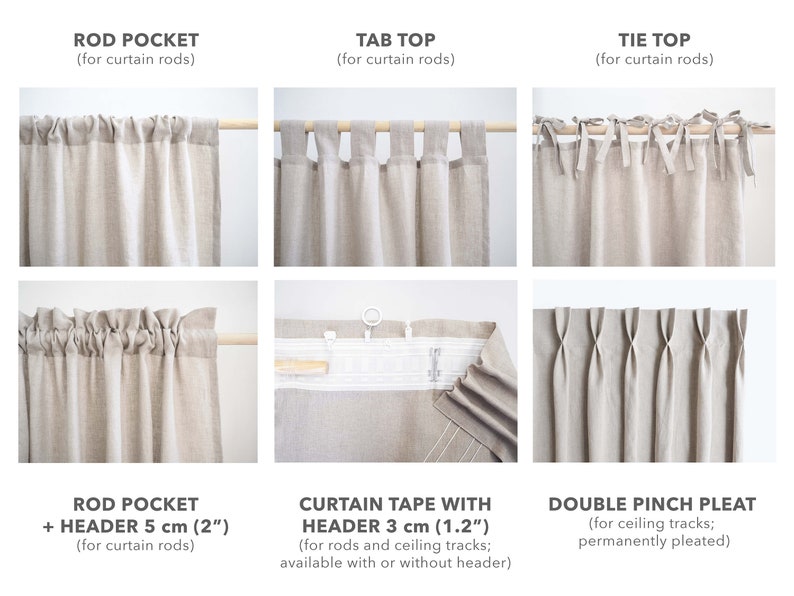 Natural Stonewashed Linen Curtain, Rod Pocket & Header - Etsy