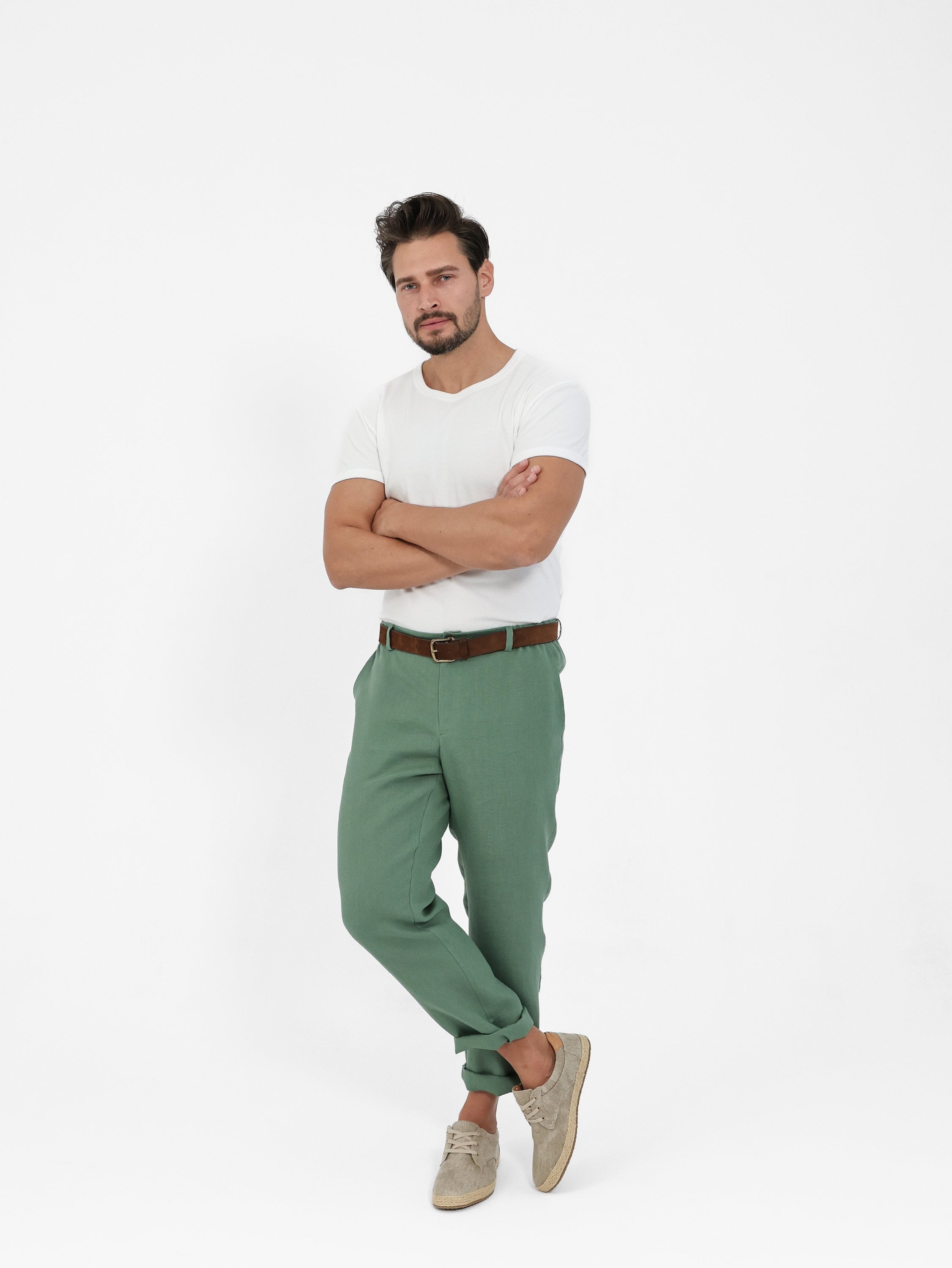 Linen Pants for Men. Green Pants. Mens Fashion. - Etsy
