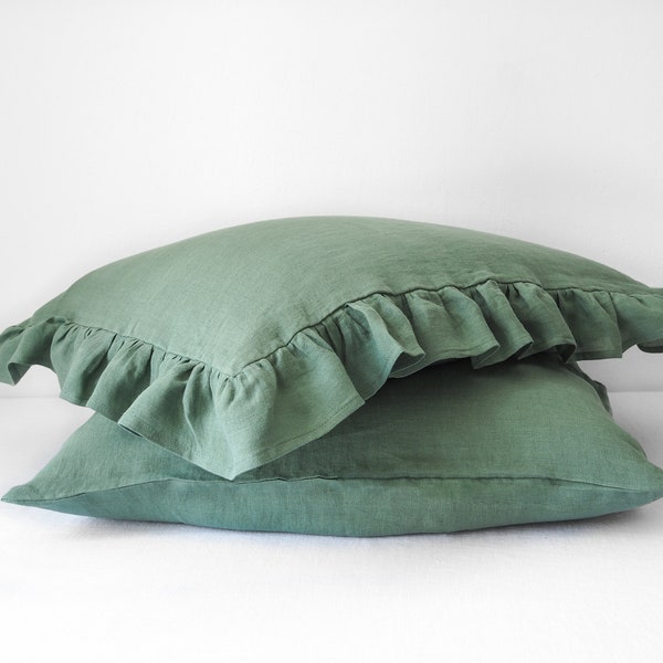Green Linen Pillows Etsy