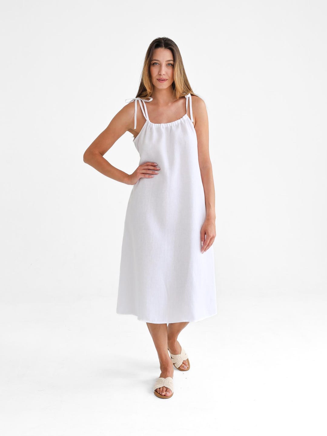 White Linen Dress. Linen Summer Dress. Linen Dress FLORA - Etsy